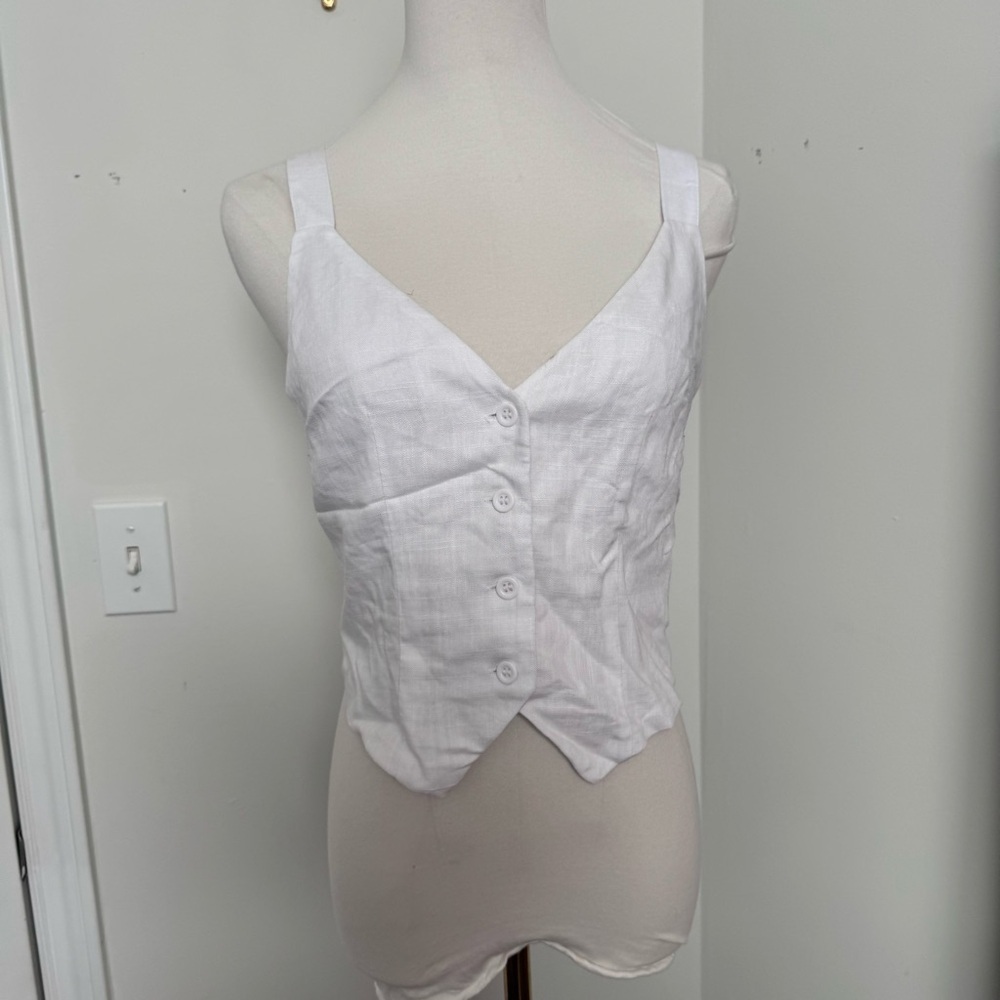 NWT H&M White Button-Up Top coastal cowgirl prairie western boho - Picture 3 of 5